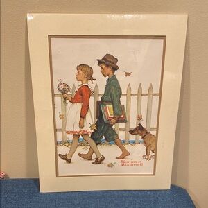 Norman Rockwell Young Love: Walking to school “ Unframed Print